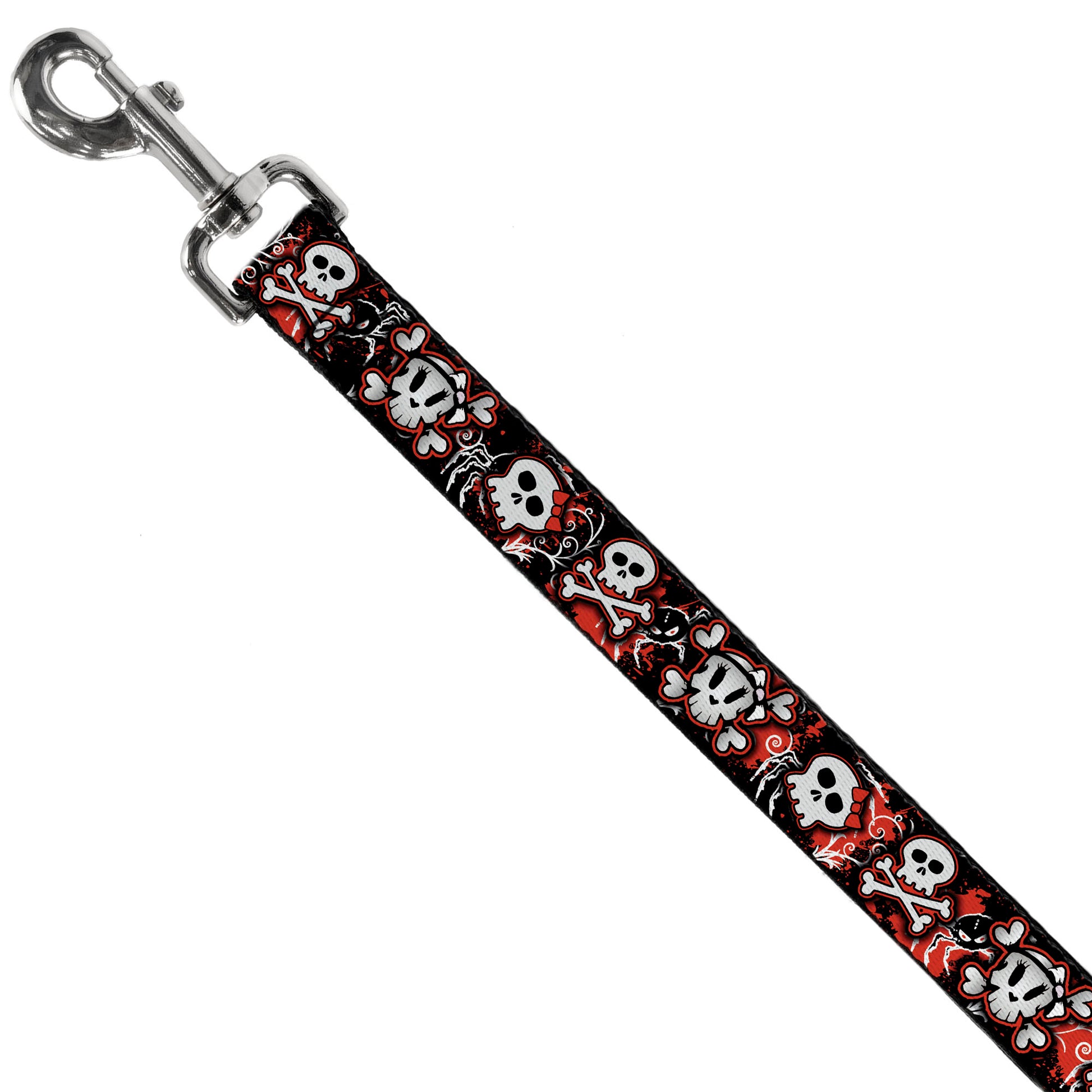 Dog Leash - Girlie Skull Black/Red Dog Leashes Buckle-Down