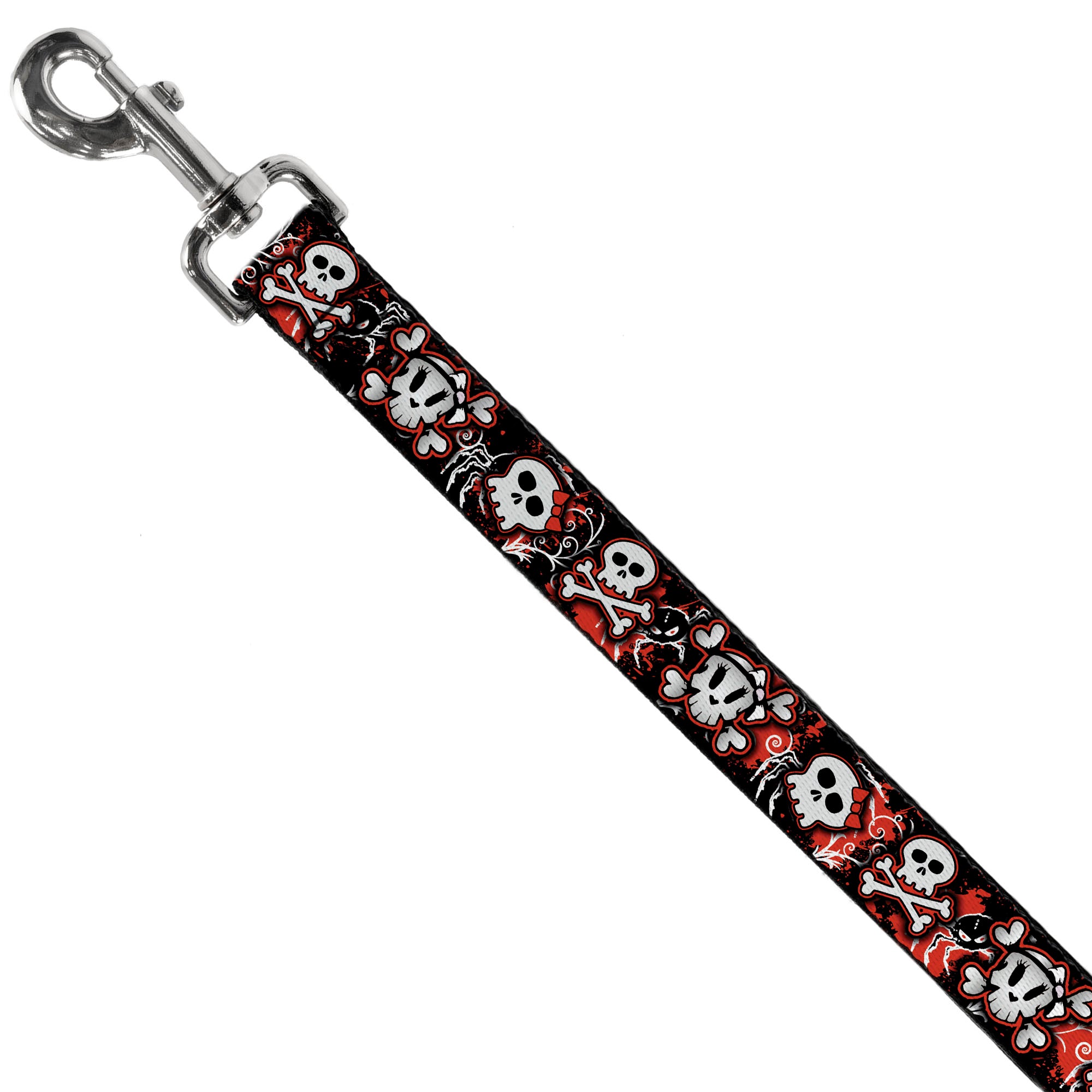 Dog Leash - Girlie Skull Black/Red Dog Leashes Buckle-Down