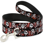 Dog Leash - Girlie Skull Black/Red Dog Leashes Buckle-Down