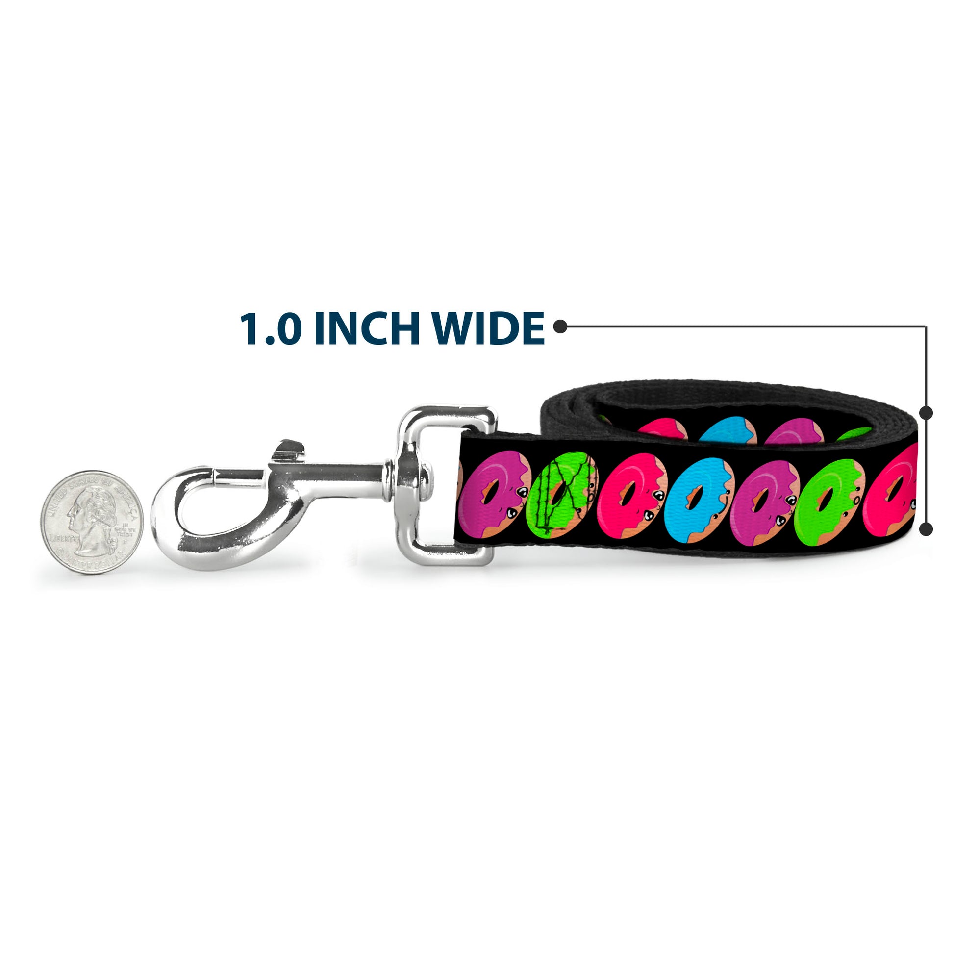 Dog Leash - Glaze Donut Expressions Black Dog Leashes Buckle-Down