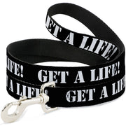 Dog Leash - GET A LIFE! Black/White Dog Leashes Buckle-Down