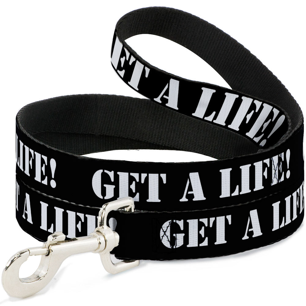 Dog Leash - GET A LIFE! Black/White Dog Leashes Buckle-Down