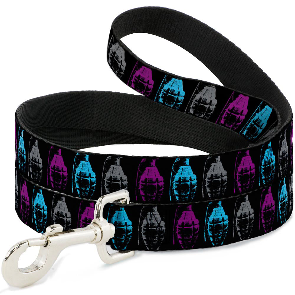 Buckle-Down Dog Leash - Grenades Black/Gray/Purple/Baby Blue Dog Leashes Buckle-Down