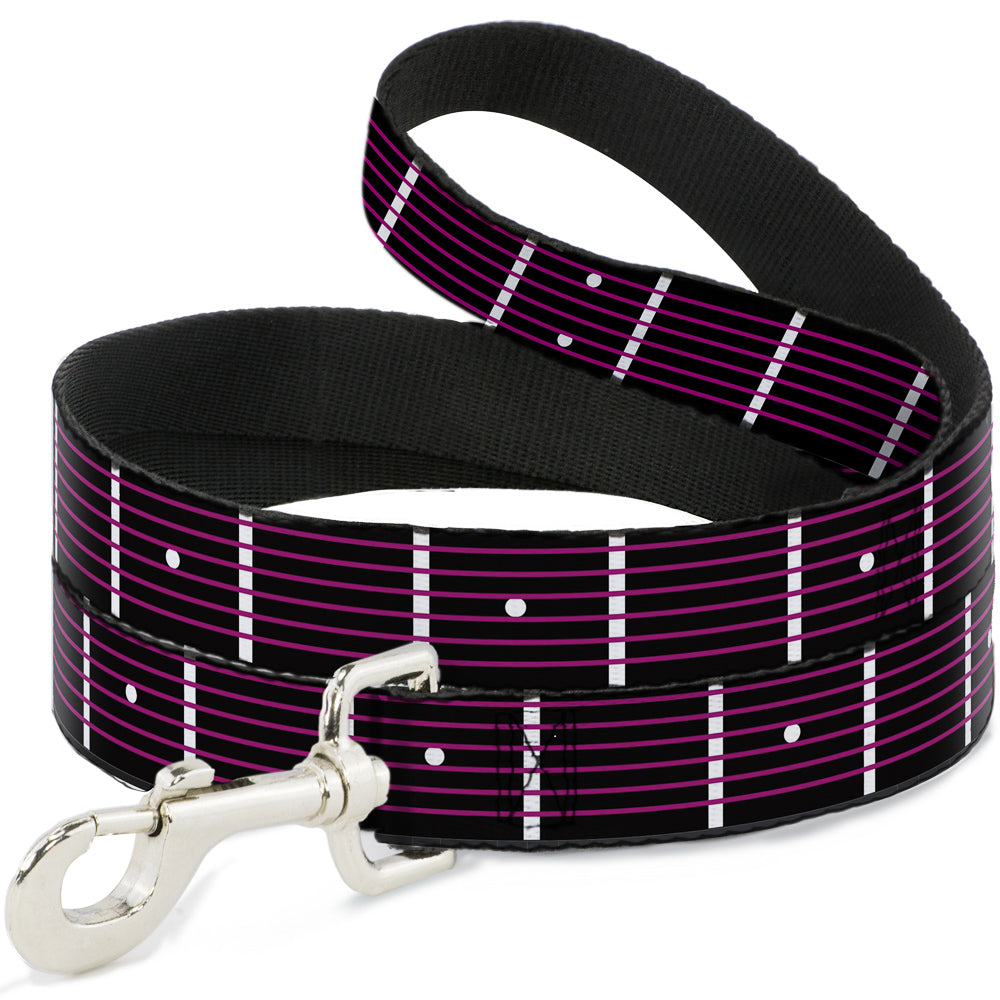 Dog Leash - Guitar Neck Black/White/Pink Dog Leashes Buckle-Down