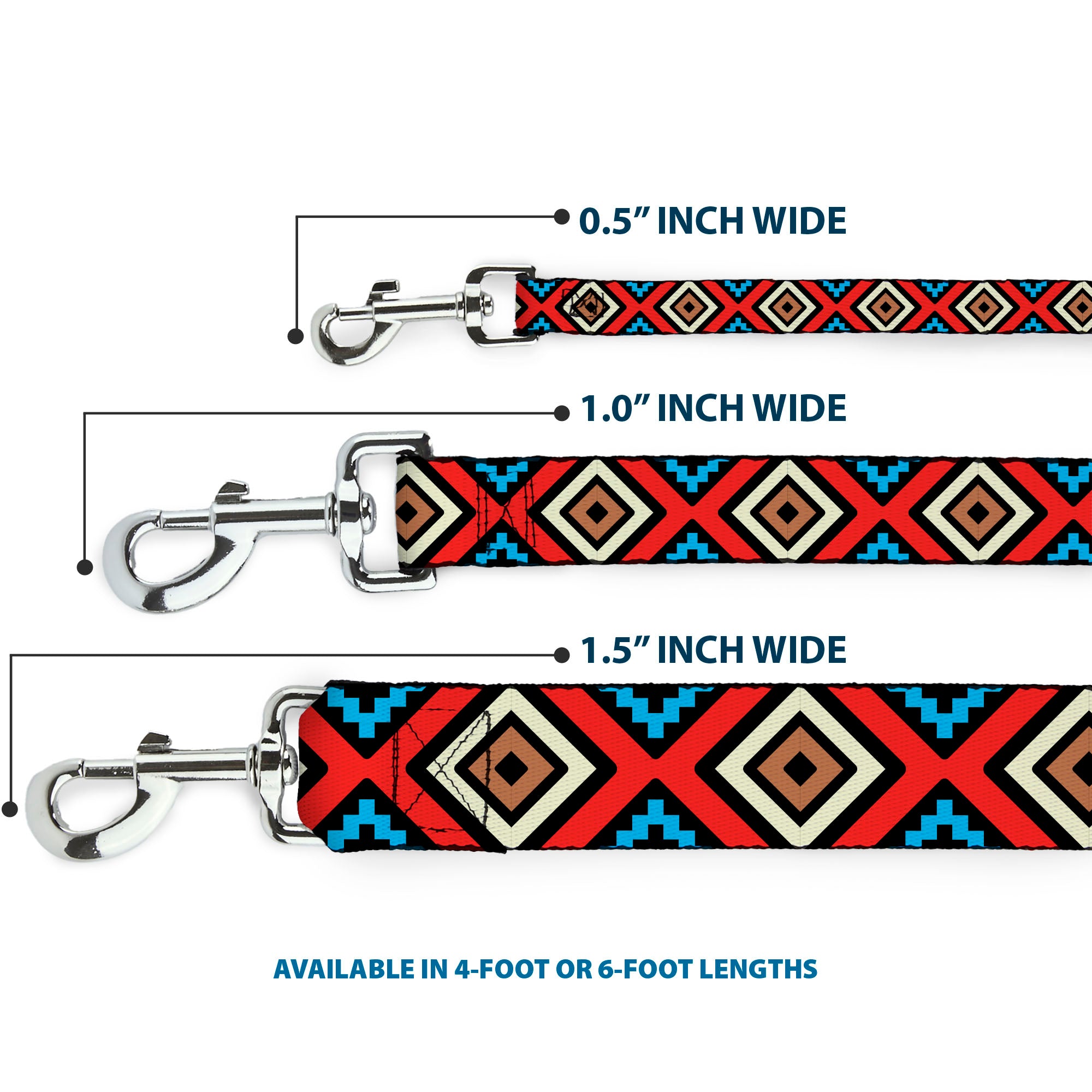 Dog Leash - Geometric1 Black/Red/Tan/Brown/Baby Blue Dog Leashes Buckle-Down