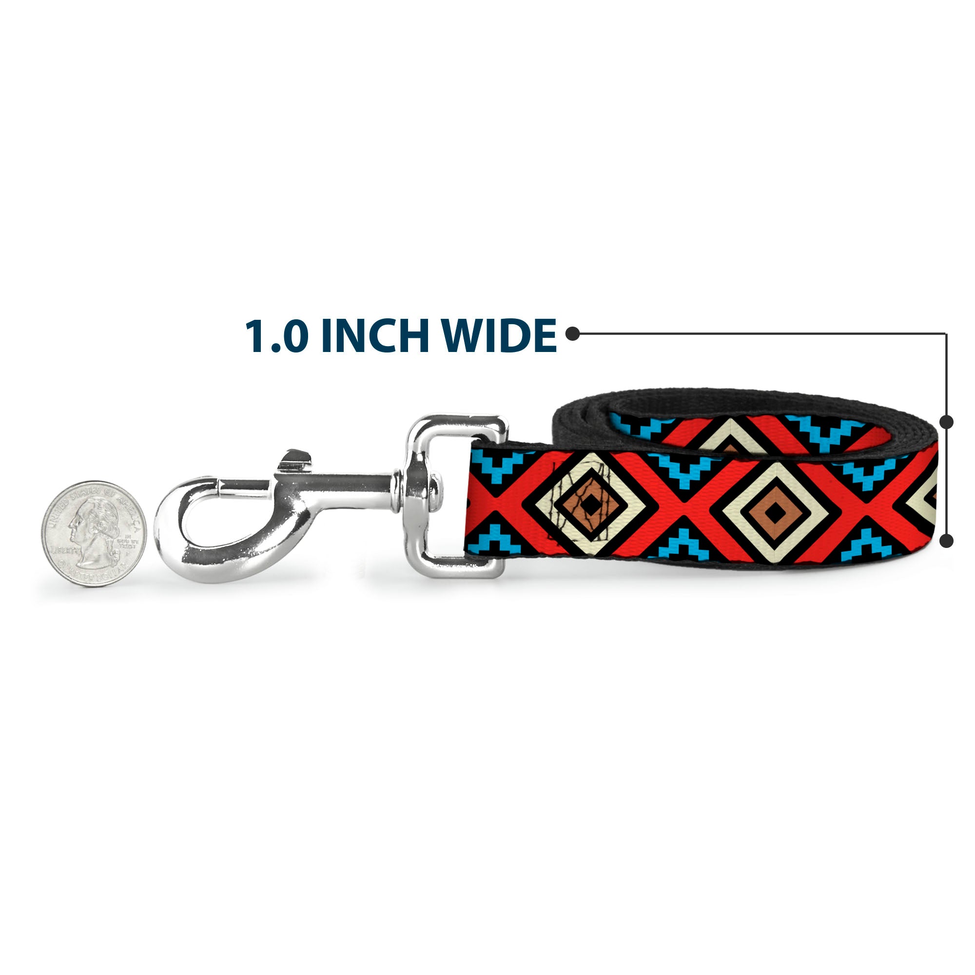 Dog Leash - Geometric1 Black/Red/Tan/Brown/Baby Blue Dog Leashes Buckle-Down
