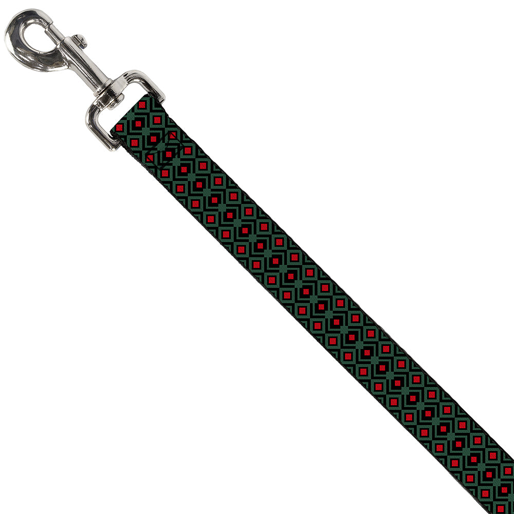 Dog Leash - Geometric3 Black/Forest Green/Red Dog Leashes Buckle-Down