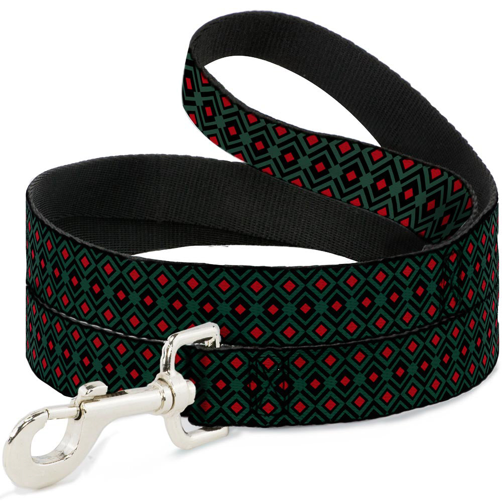 Dog Leash - Geometric3 Black/Forest Green/Red Dog Leashes Buckle-Down