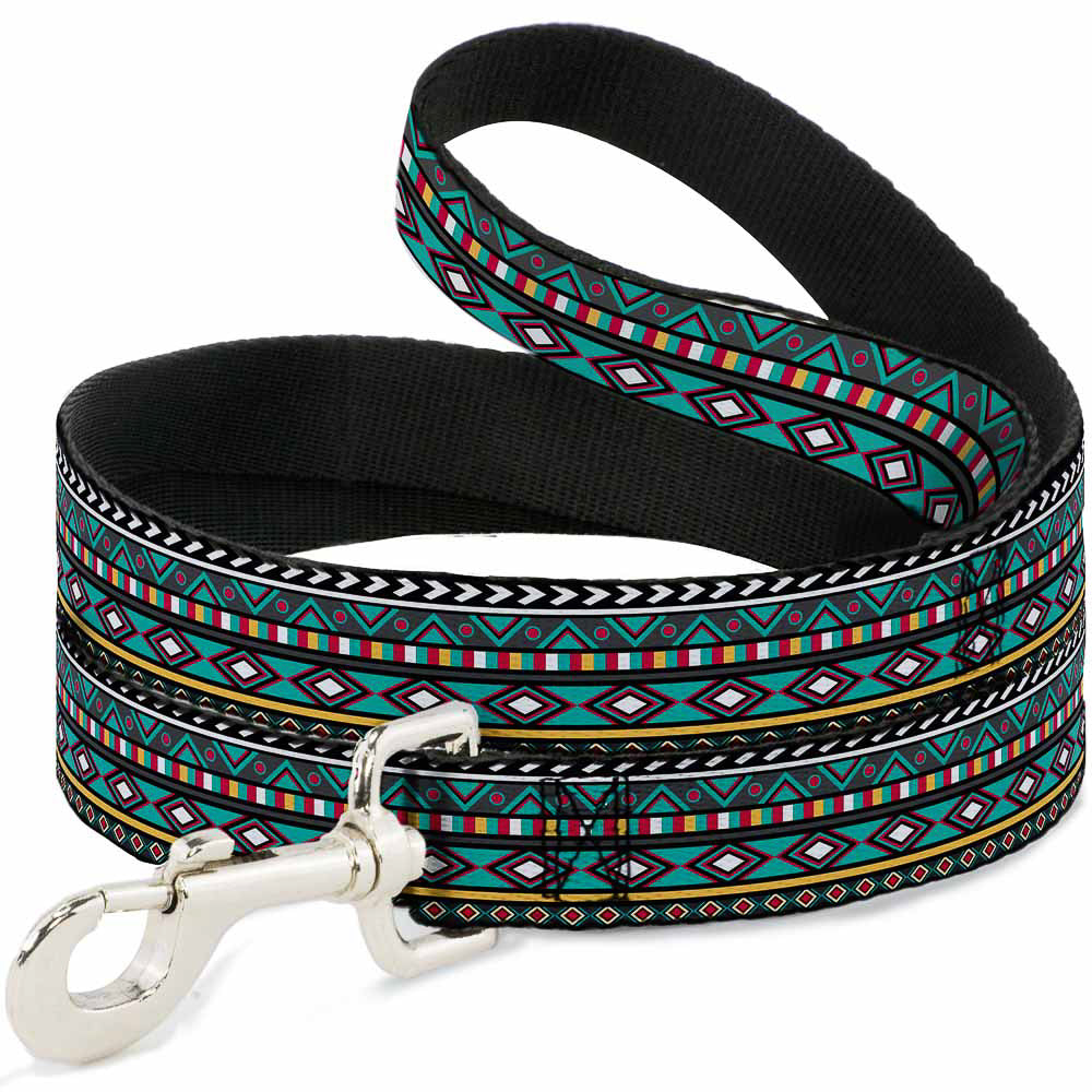 Dog Leash - Geometric5 Gray/Teal/White/Pink/Yellow Dog Leashes Buckle-Down