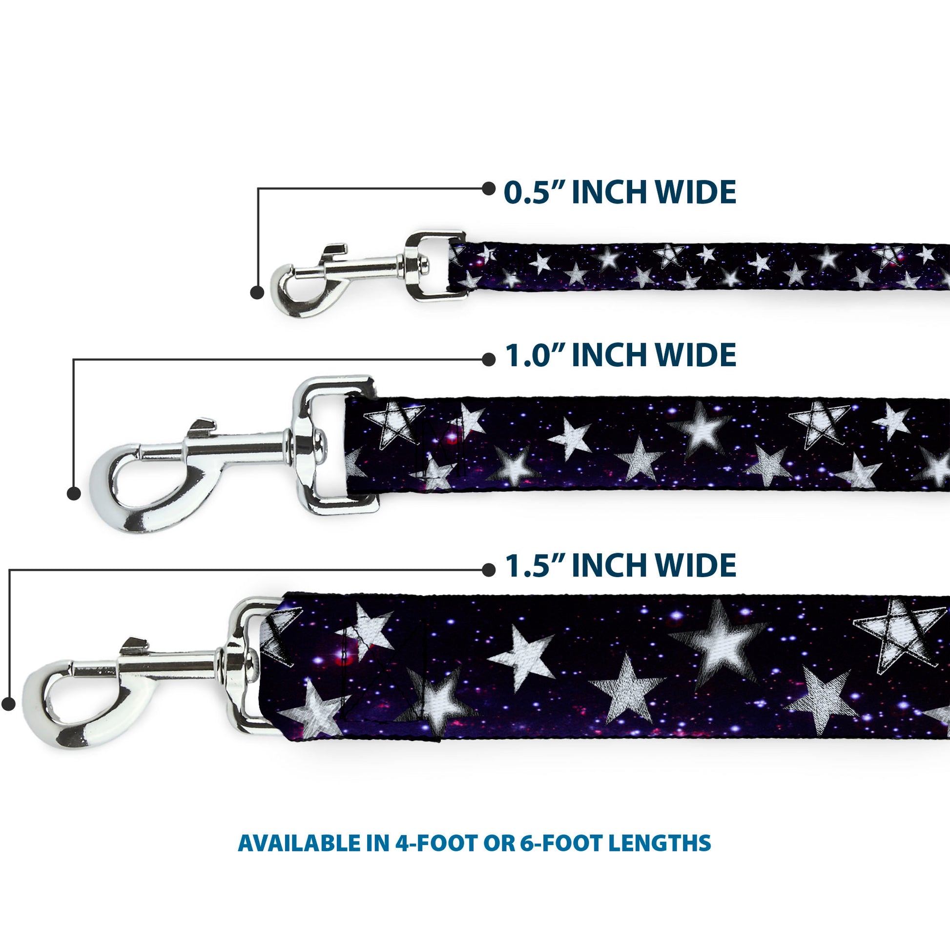 Dog Leash - Glowing Stars in Space Black/Purple/White Dog Leashes Buckle-Down