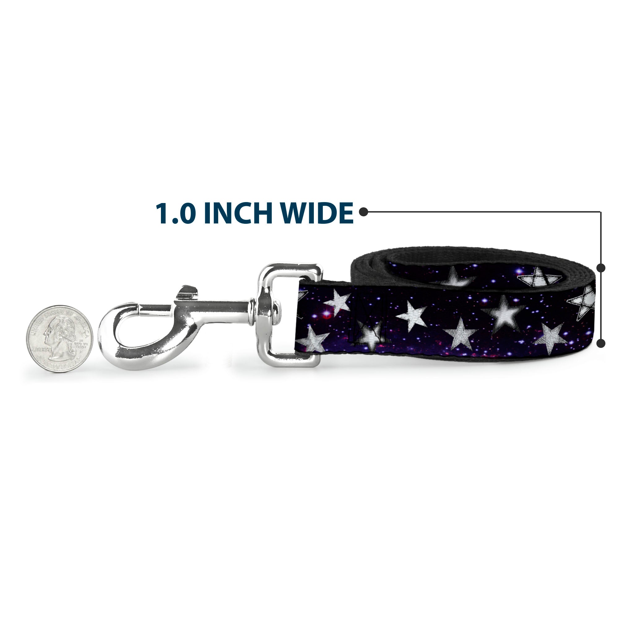Dog Leash - Glowing Stars in Space Black/Purple/White Dog Leashes Buckle-Down