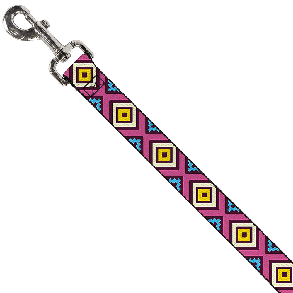 Dog Leash - Geometric1 Burgundy/Pink/Tan/Yellow/Baby Blue Dog Leashes Buckle-Down