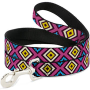 Dog Leash - Geometric1 Burgundy/Pink/Tan/Yellow/Baby Blue Dog Leashes Buckle-Down