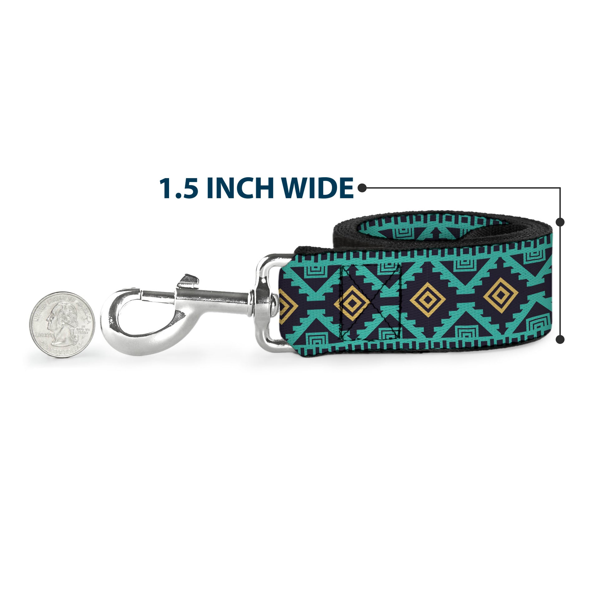 Dog Leash - Geometric6 Navy/Turquoise/Gold Dog Leashes Buckle-Down