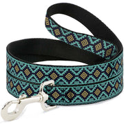 Dog Leash - Geometric6 Navy/Turquoise/Gold Dog Leashes Buckle-Down