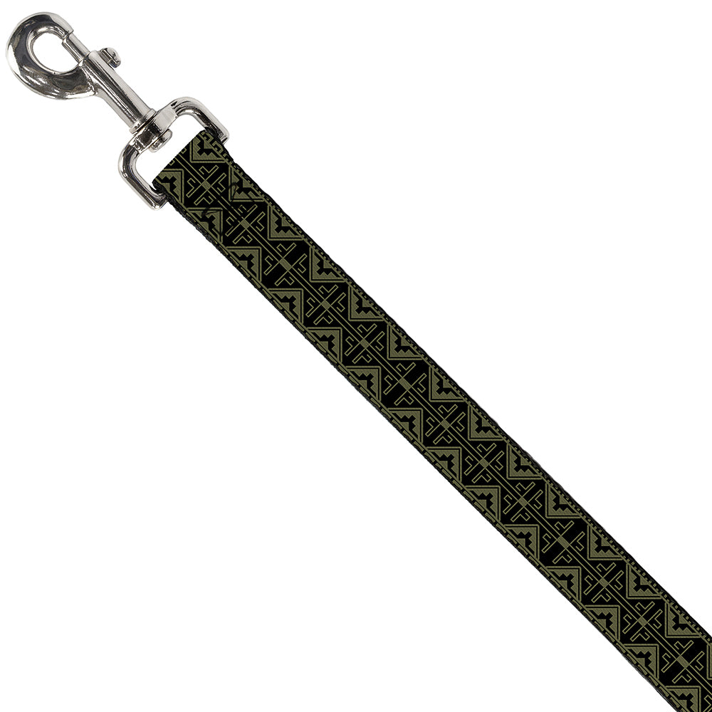 Dog Leash - Geometric7 Black/Olive Dog Leashes Buckle-Down