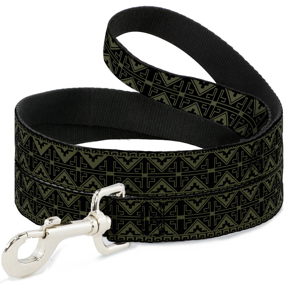 Dog Leash - Geometric7 Black/Olive Dog Leashes Buckle-Down