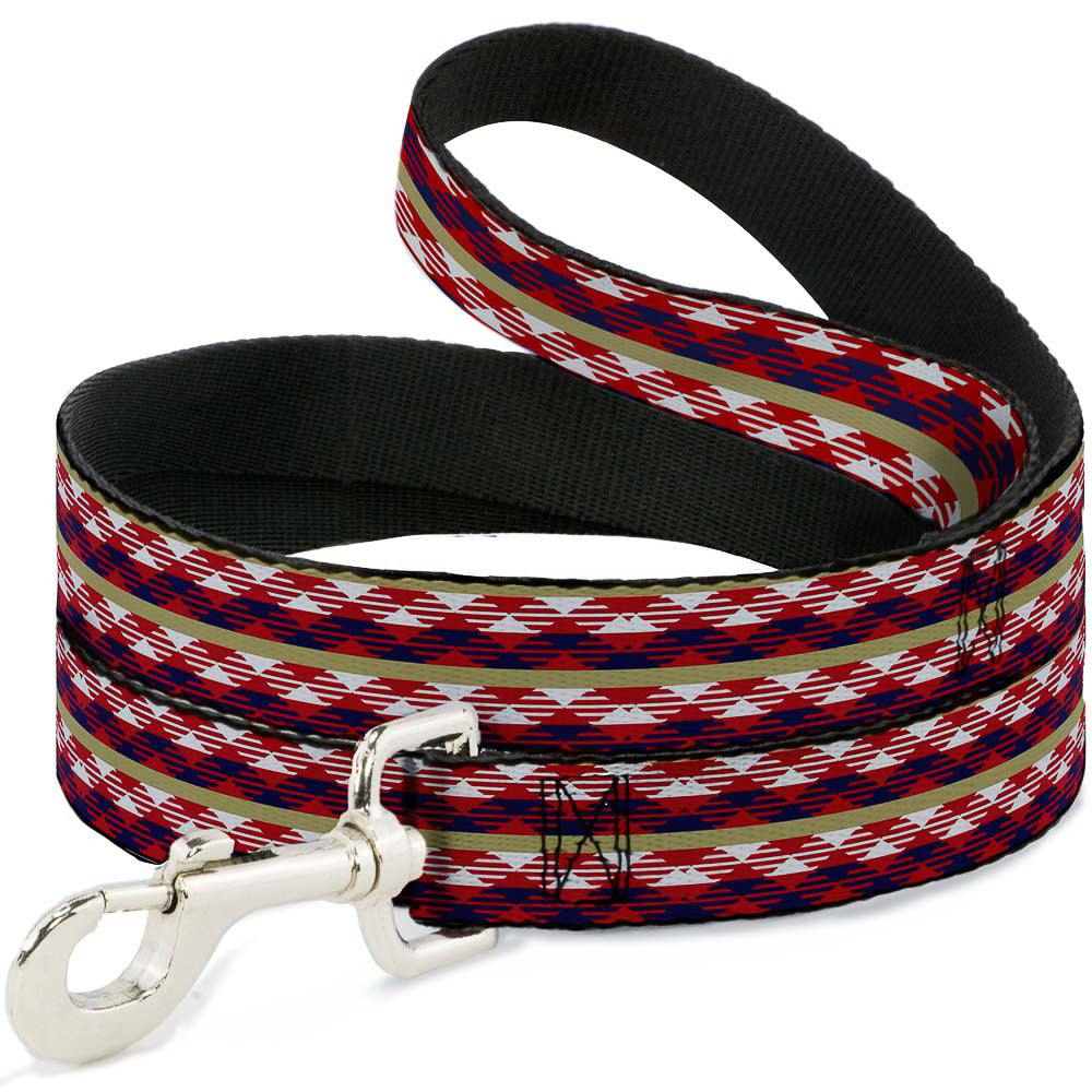 Dog Leash - Geometric Weave Tan/White/Red/Blue Dog Leashes Buckle-Down