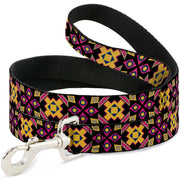 Dog Leash - Geometric Sunburst Black/Pink/Yellow/Blue Dog Leashes Buckle-Down