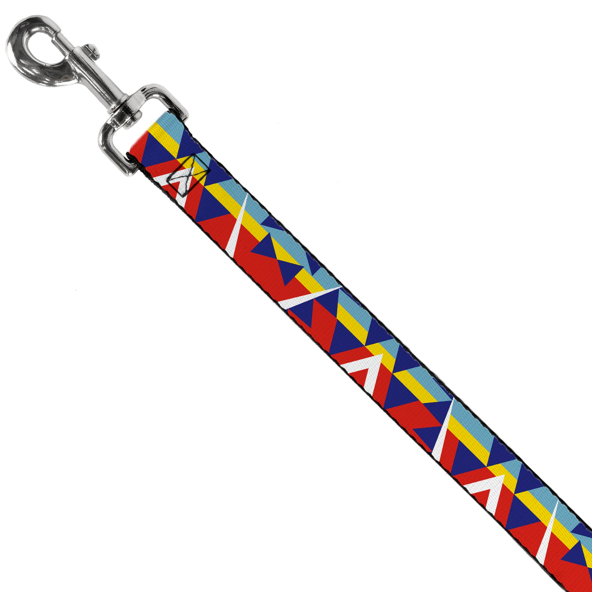 Dog Leash - Geometric Triangles/Stripe Red/White/Blues/Yellow Dog Leashes Buckle-Down