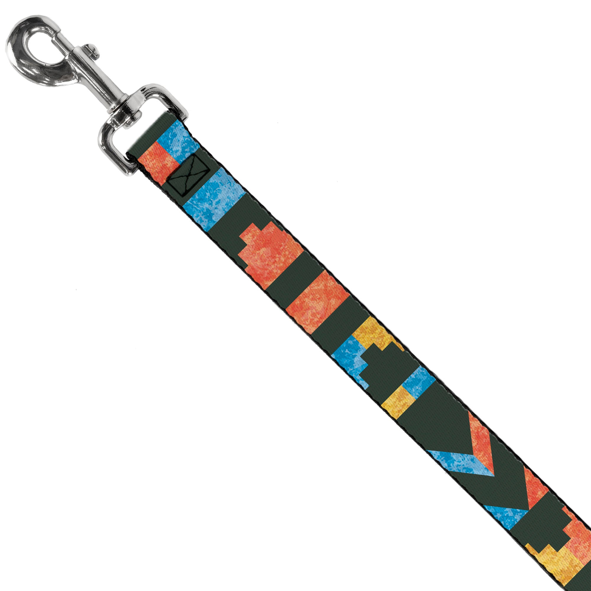Dog Leash - Geometric8 Charcoal/Orange/Gold/Blue Dog Leashes Buckle-Down