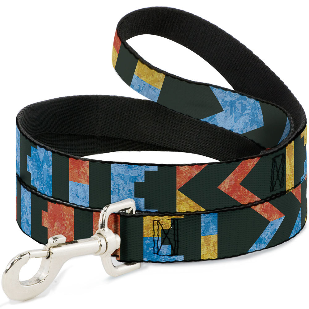Dog Leash - Geometric8 Charcoal/Orange/Gold/Blue Dog Leashes Buckle-Down