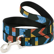 Dog Leash - Geometric8 Charcoal/Orange/Gold/Blue Dog Leashes Buckle-Down