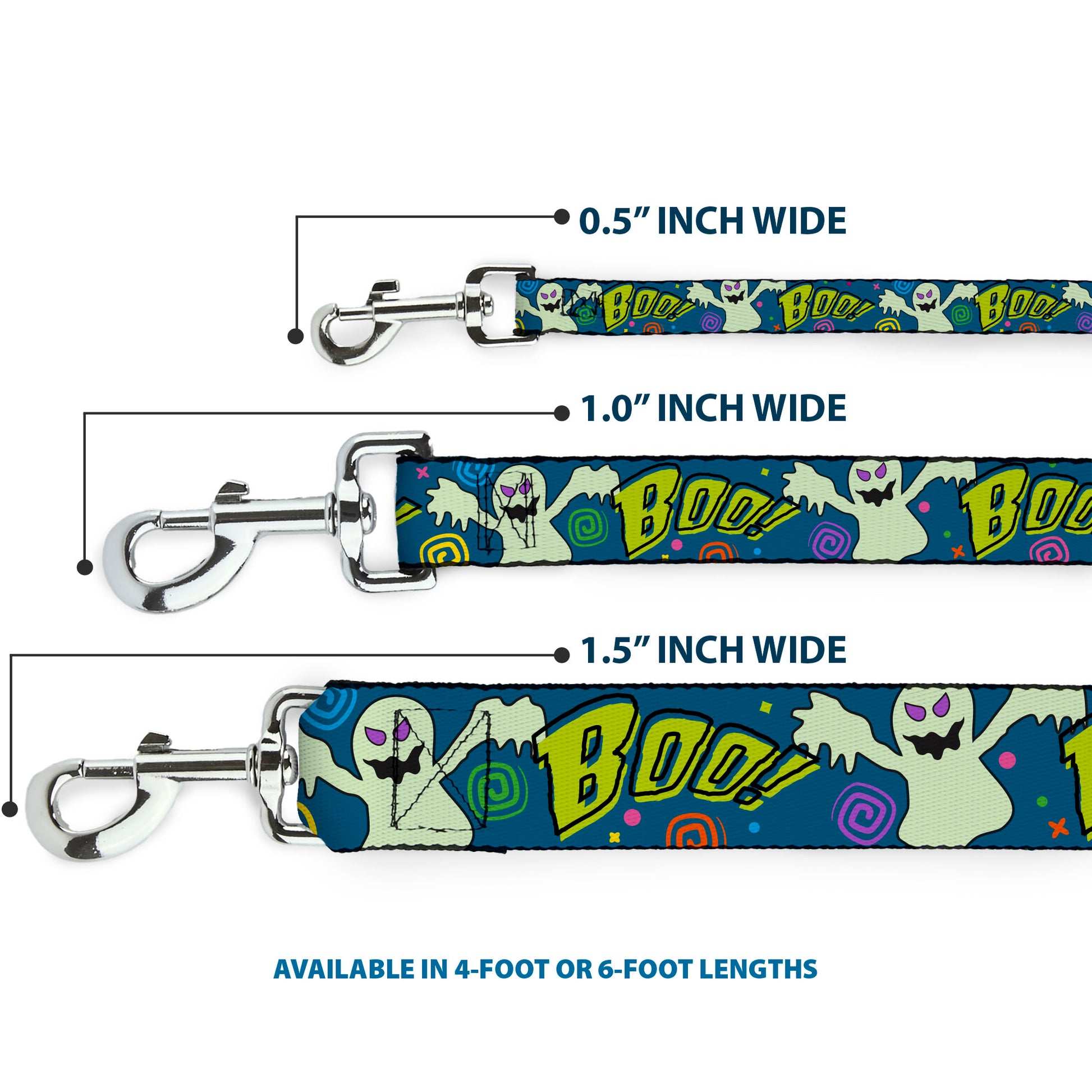 Dog Leash - Ghost BOO! Blue/Multi Color Dog Leashes Buckle-Down
