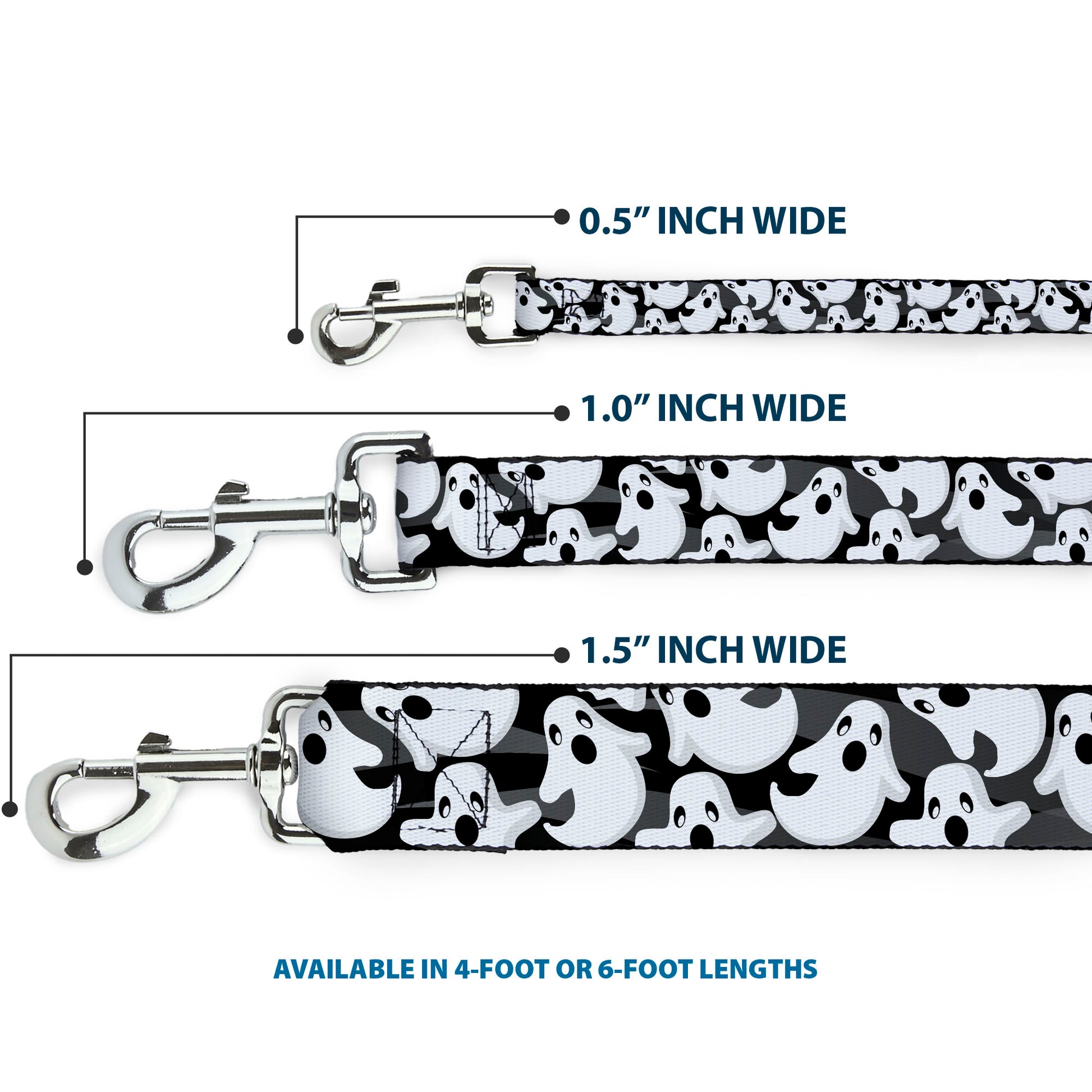 Dog Leash - Ghosts Scattered Black/White Dog Leashes Buckle-Down