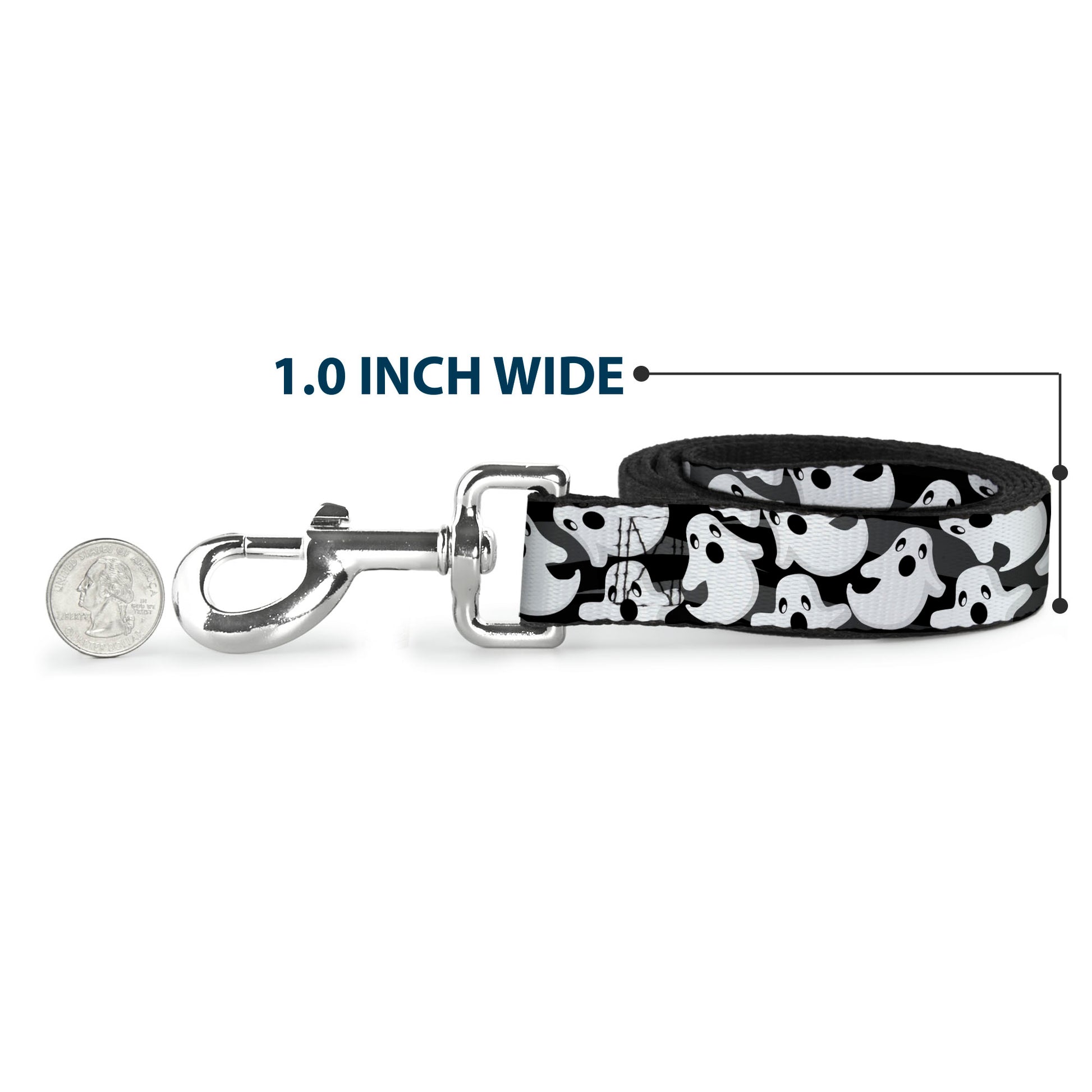 Dog Leash - Ghosts Scattered Black/White Dog Leashes Buckle-Down