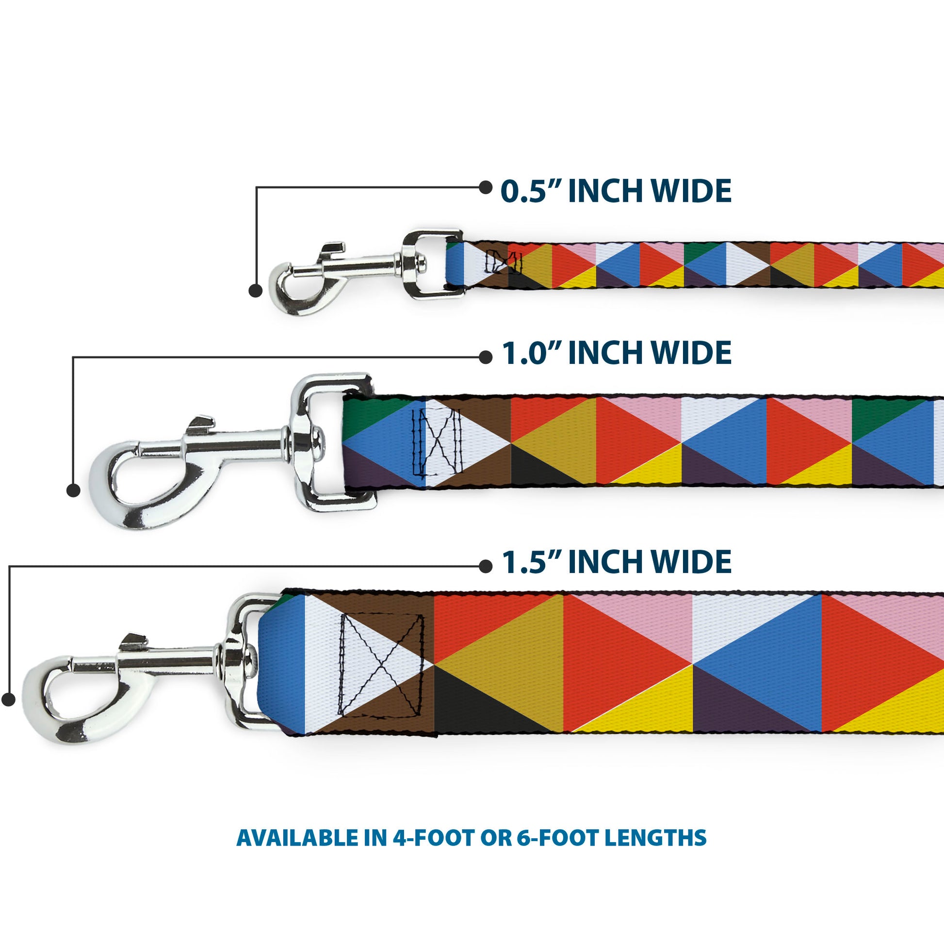 Dog Leash - Geometric Triangle Blocks Multi Color Dog Leashes Buckle-Down