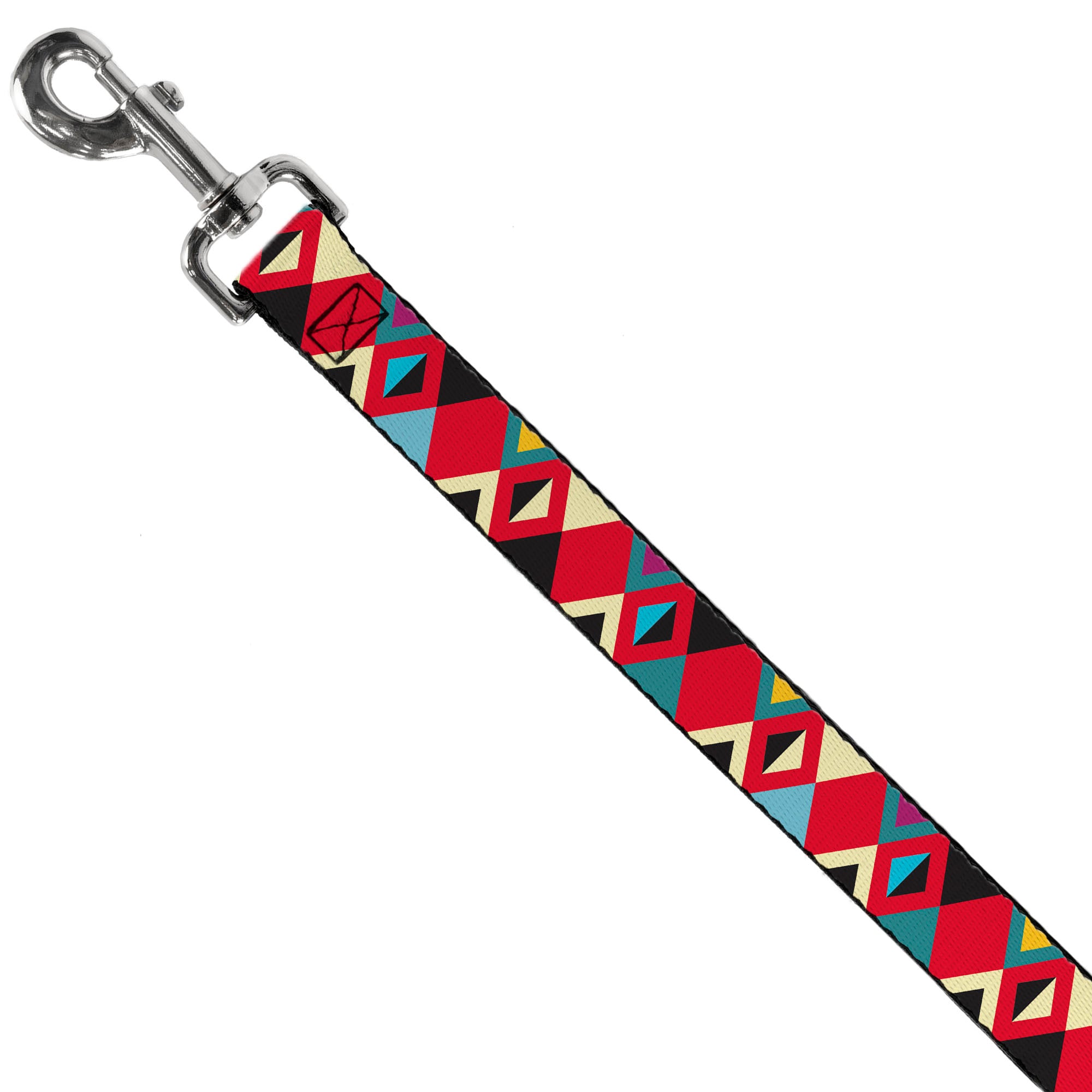 Dog Leash - Geometric9 Black/Red/Turquoise/Ivory Dog Leashes Buckle-Down