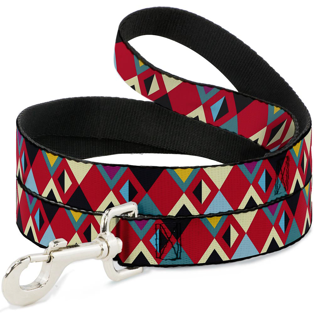 Dog Leash - Geometric9 Black/Red/Turquoise/Ivory Dog Leashes Buckle-Down