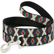 Dog Leash - Geometric Diamonds Grays/Red/Turquoise Dog Leashes Buckle-Down