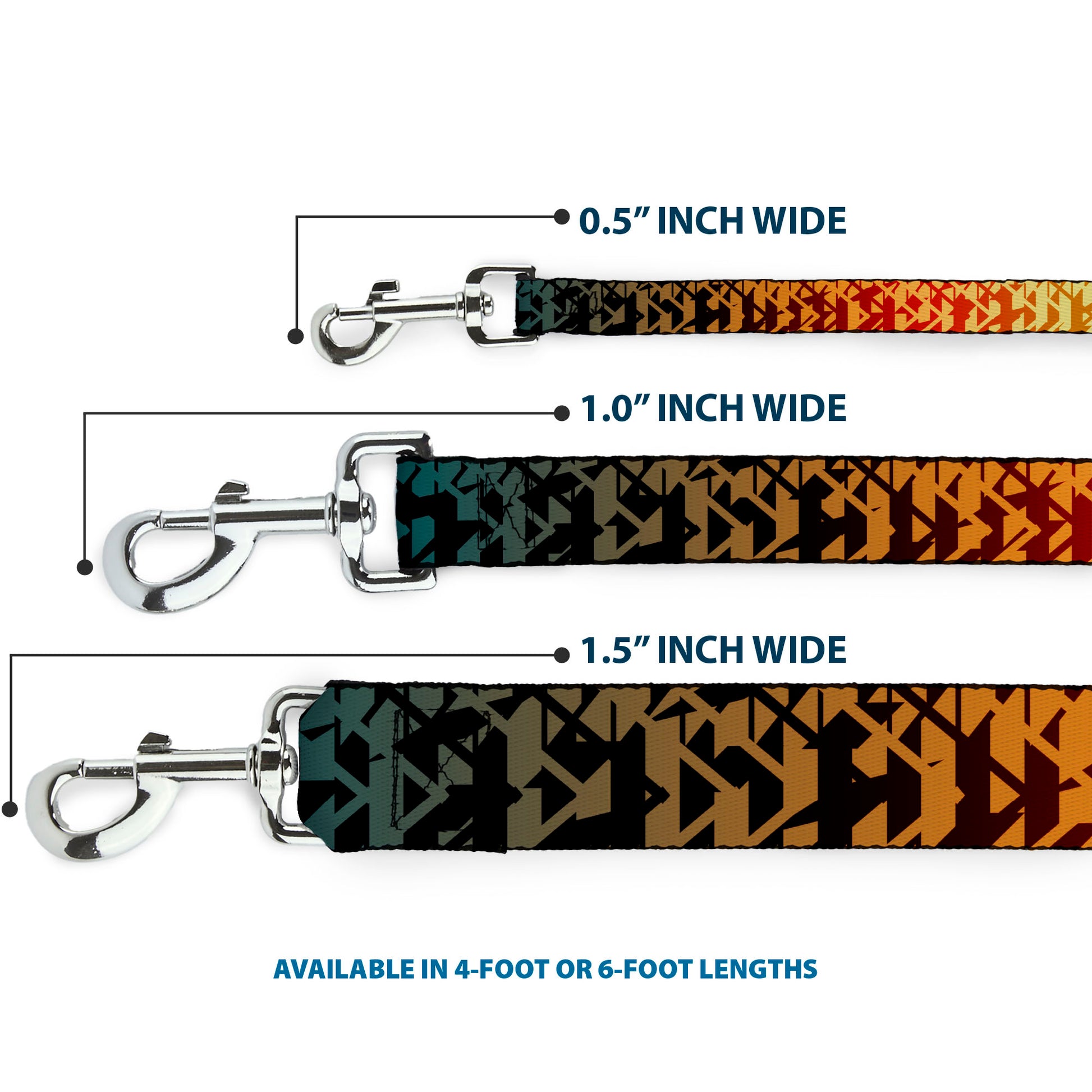 Dog Leash - Geometric Transition Blues/Reds/Orange/Yellows Dog Leashes Buckle-Down