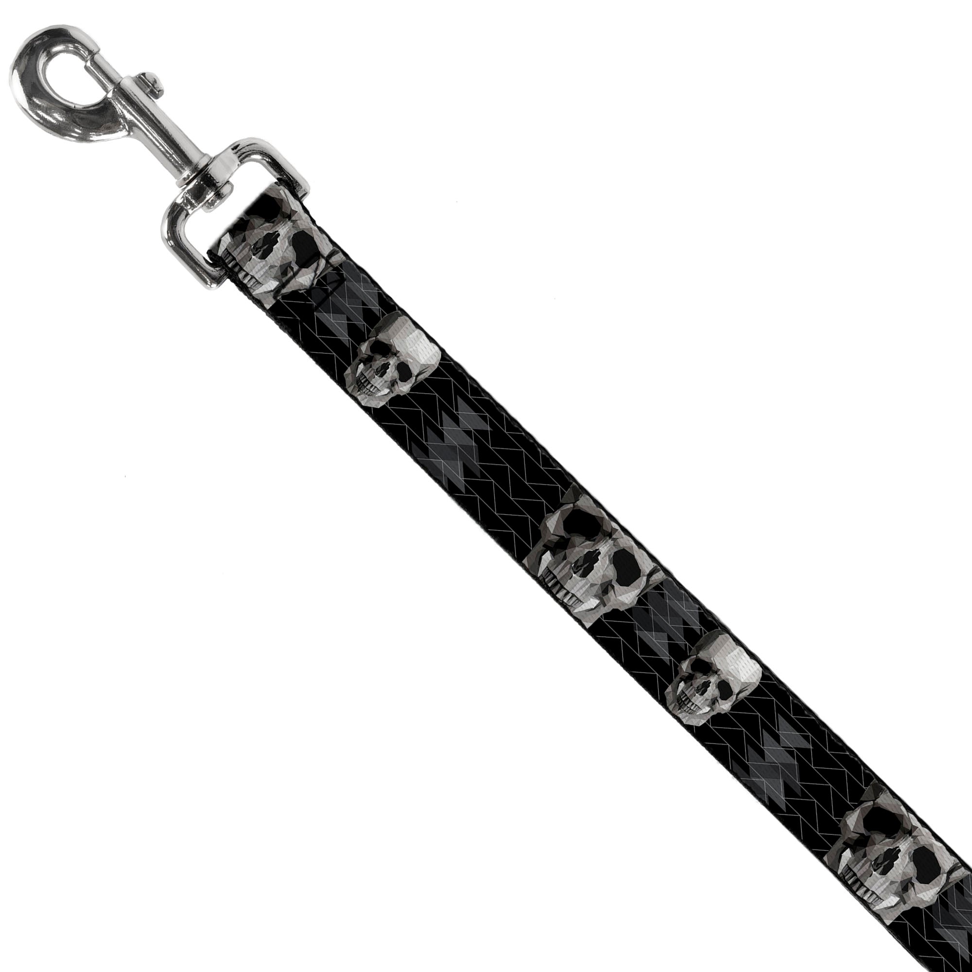 Dog Leash - Geometric 3-D Skull Face/Chevron Black/Grays/White Dog Leashes Buckle-Down