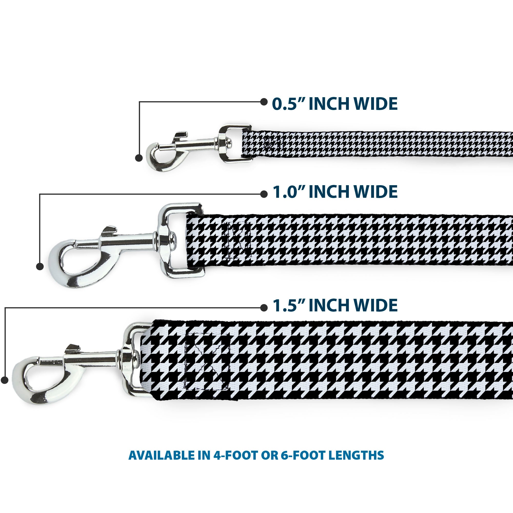Dog Leash - Houndstooth Black/White Dog Leashes Buckle-Down