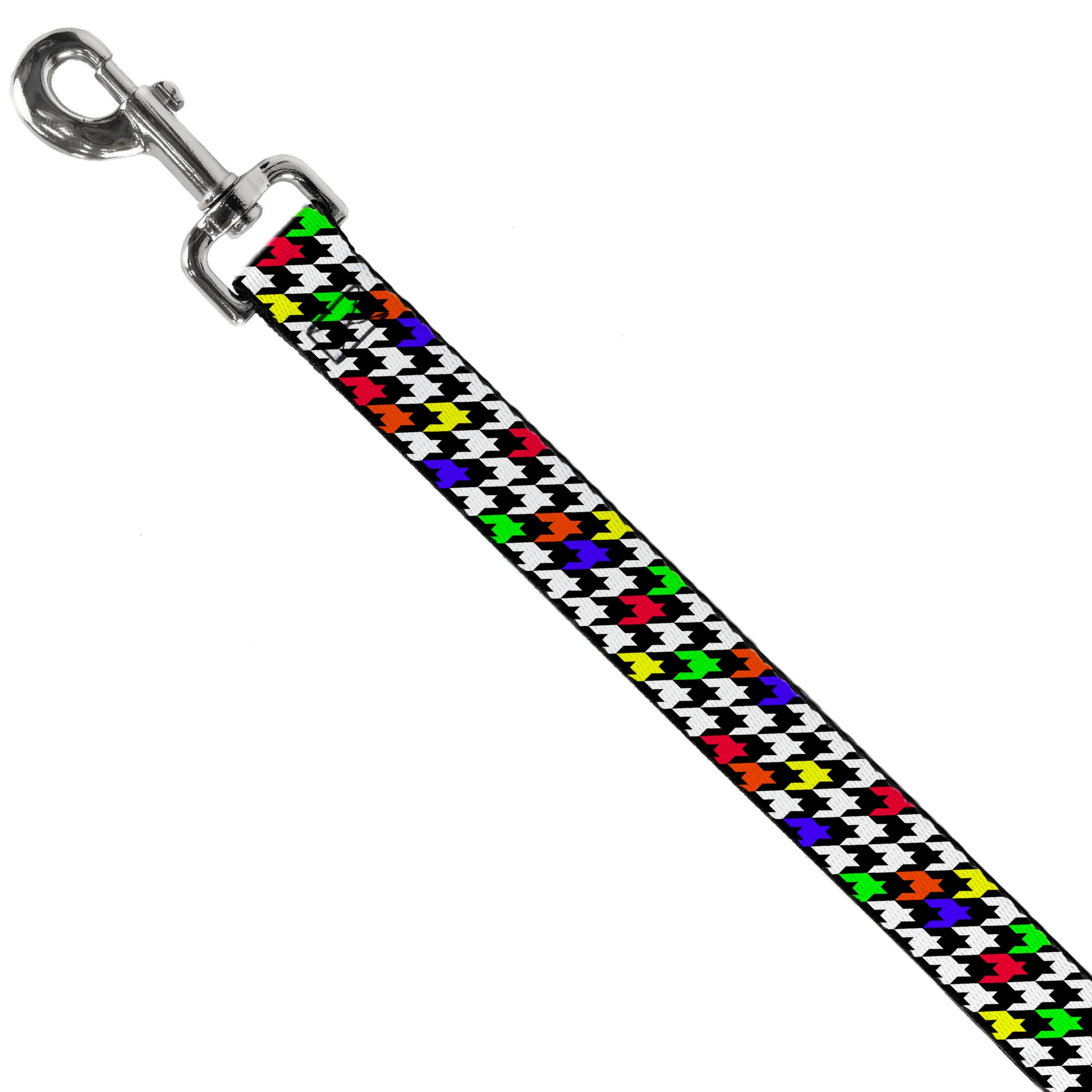 Dog Leash - Houndstooth Black/White/Multi Neon Dog Leashes Buckle-Down