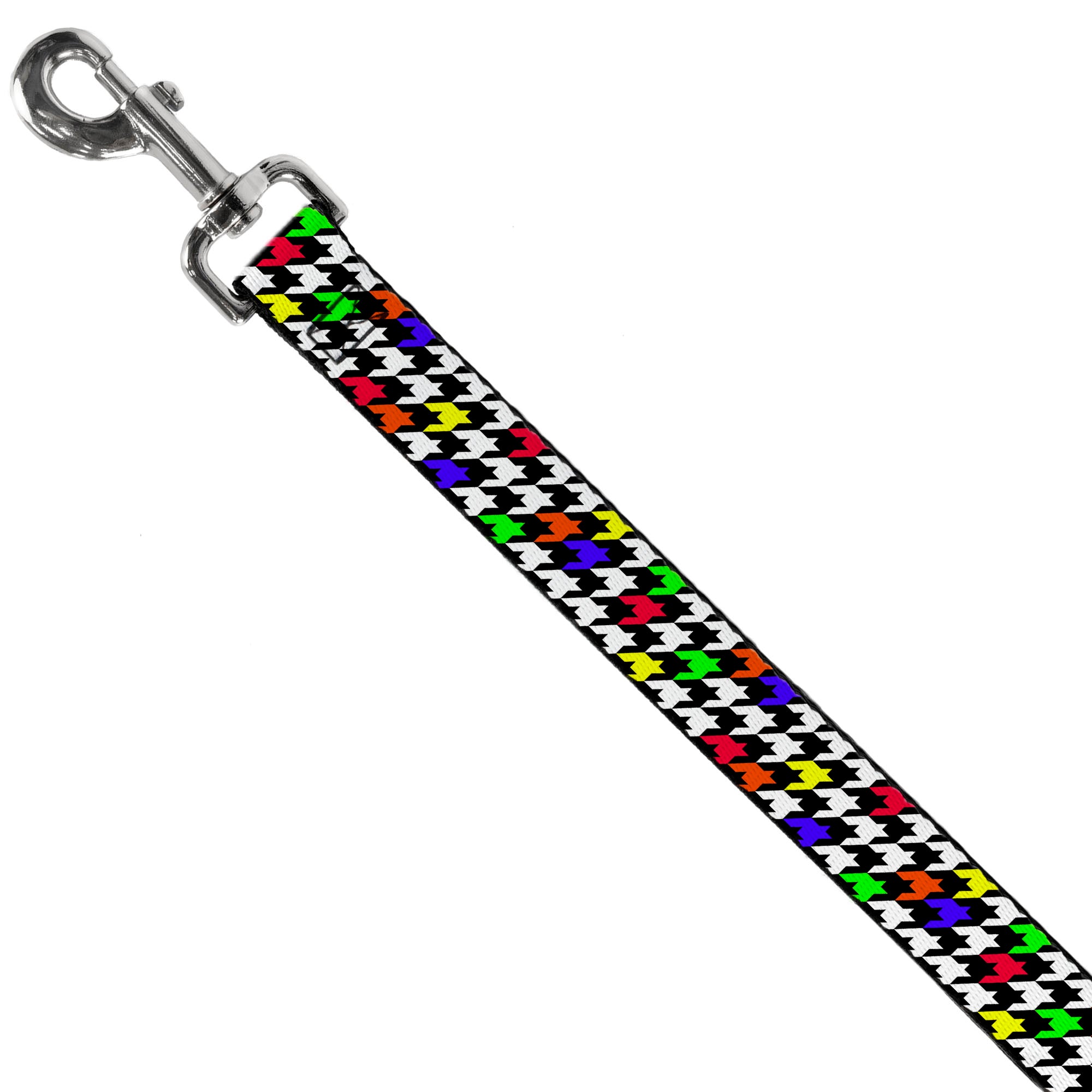 Dog Leash - Houndstooth Black/White/Multi Neon Dog Leashes Buckle-Down