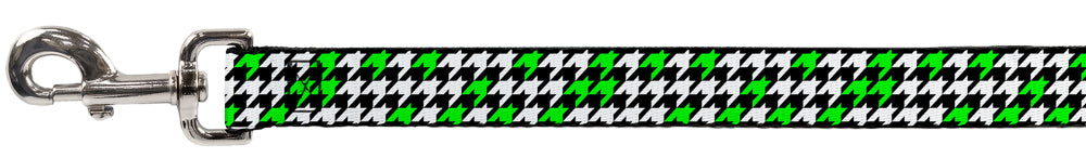 Dog Leash - Houndstooth Black/White/Neon Green Dog Leashes Buckle-Down