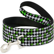 Dog Leash - Houndstooth Black/White/Neon Green Dog Leashes Buckle-Down