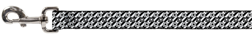 Dog Leash - Houndstooth Star Black/White Dog Leashes Buckle-Down