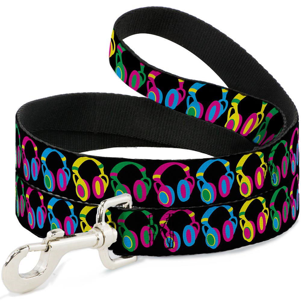 Dog Leash - Headphones Black/Neon Dog Leashes Buckle-Down