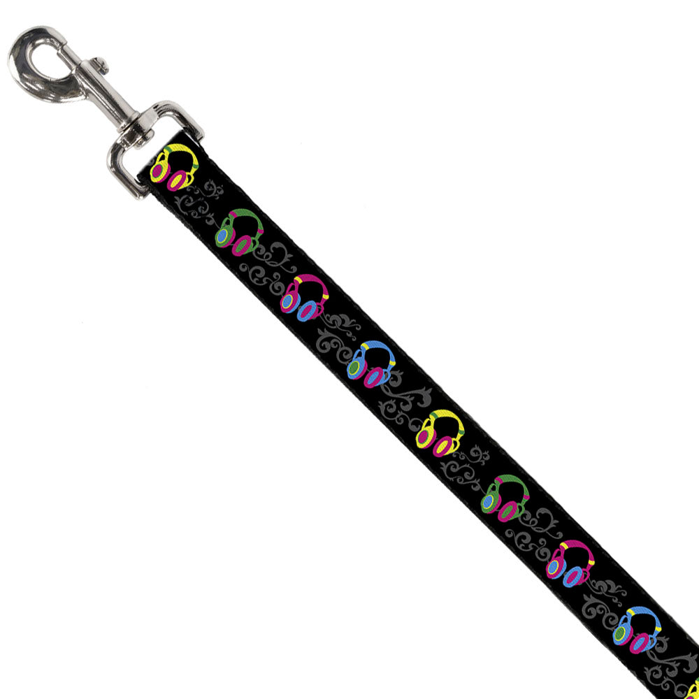 Dog Leash - Headphones Curls Black/Gray/Neon Dog Leashes Buckle-Down