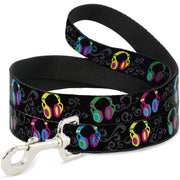 Dog Leash - Headphones Curls Black/Gray/Neon Dog Leashes Buckle-Down