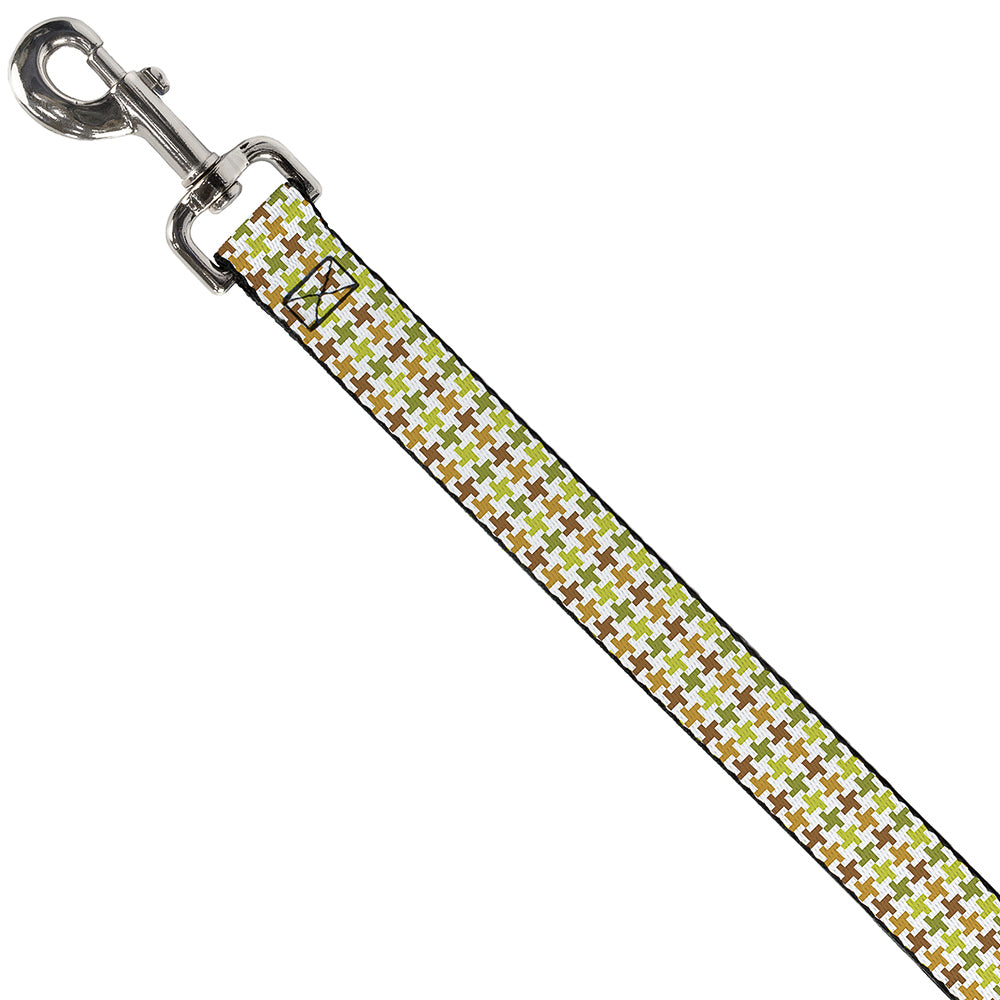 Dog Leash - Houndstooth White/Green/Brown Dog Leashes Buckle-Down
