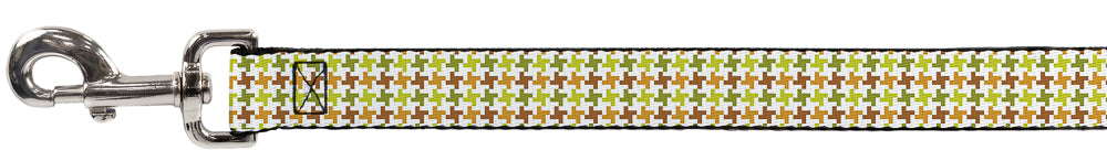 Dog Leash - Houndstooth White/Green/Brown Dog Leashes Buckle-Down