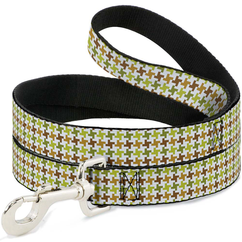 Dog Leash - Houndstooth White/Green/Brown Dog Leashes Buckle-Down