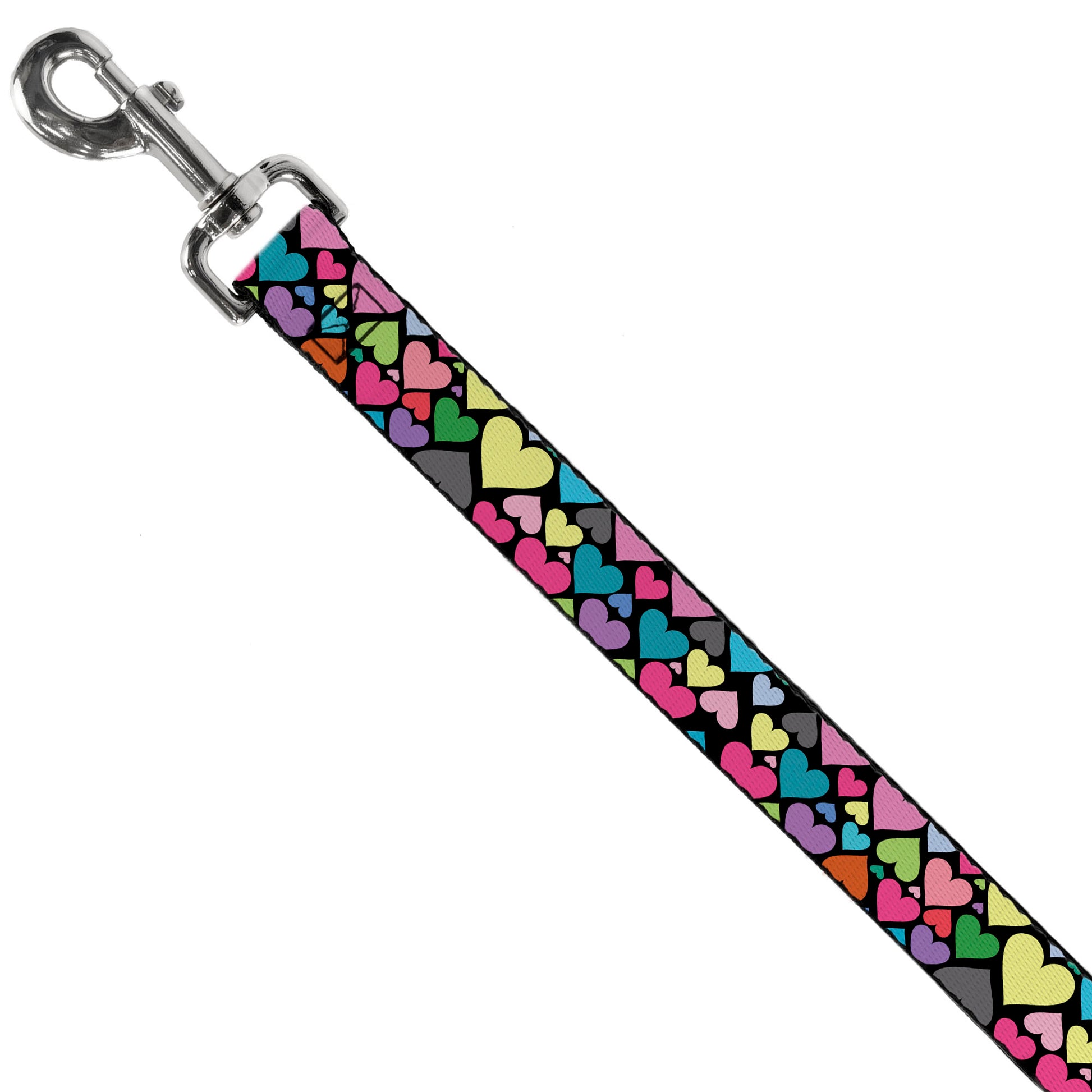 Dog Leash - Hearts Black/Multi Color Dog Leashes Buckle-Down