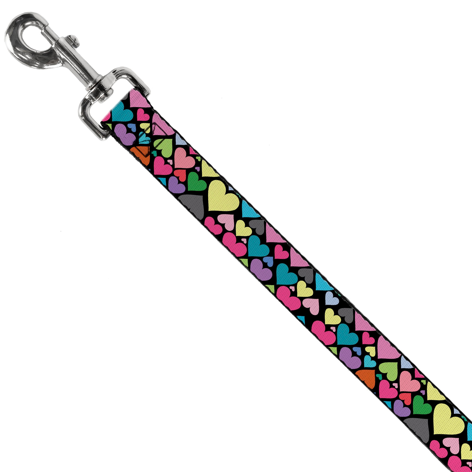 Dog Leash - Hearts Black/Multi Color Dog Leashes Buckle-Down